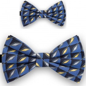 Papioane tata fiu albastru cobalt, imprimeuri geometrice